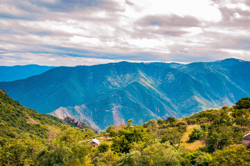 Fototapeta premium mountain landscape with blue sky and clouds