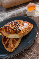 Turkish pastry product pogaca.  Turkish Pastries;  pogaca, borek, acma, simit