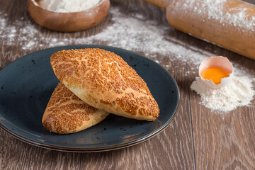 Turkish pastry product pogaca.  Turkish Pastries;  pogaca, borek, acma, simit