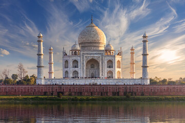 Wonderful view of Taj Mahal and the Yamuna, India, Agra