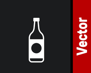 White Beer bottle icon isolated on black background. Vector Illustration.