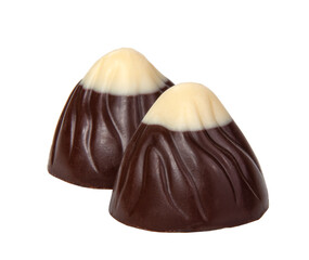 Tasty chocolate sweet candy isolated on the vwhite