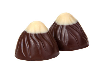 Tasty chocolate sweet candy isolated on the vwhite