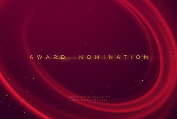 Award nomination ceremony with luxurious red wavy background with gold glitter and sparkle. Vector illustration