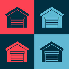 Pop art Garage icon isolated on color background. Vector Illustration.