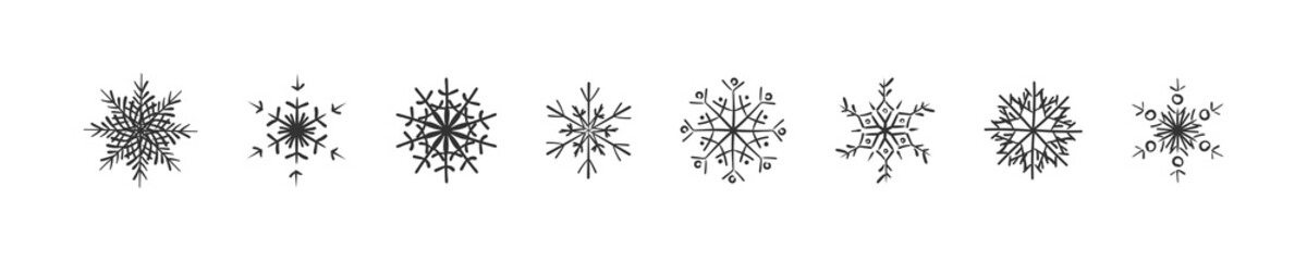 Obraz premium Snowflakes doodle icon. Hand drawn snowflake. Vector illustration