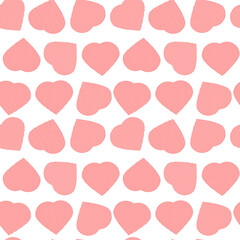 Abstract pink hearts on a white background, seamless pattern, vector