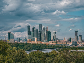 Fototapeta na wymiar Moscow international business center in sunny day. Business district of the city