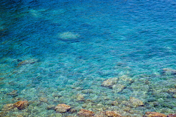 Turquoise sea and rocks. Vacation mood. 