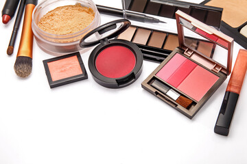 Set of cosmetic products on white background