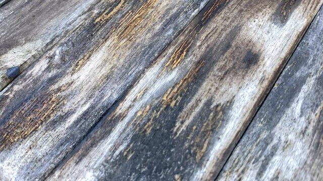 Texture of old wooden shabby planks with cracs and stains. Abstract background of wooden floor 
