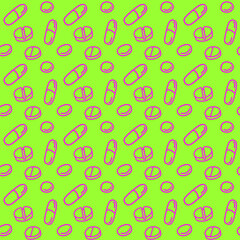 Seamless pattern with medicines, capsules, medicaments, drugs, pills and tablets. Medical pharmacy backgrounds and textures. Vector EPS10 illustration in doodle style