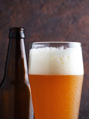 glass of unfiltered wheat beer close up
