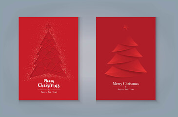Merry Christmas Greeting card Design. Christmas Tree and Snow