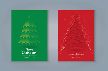 Merry Christmas Greeting card Design. Christmas Tree and Snow