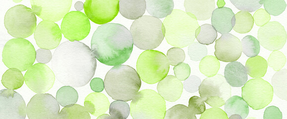 Abstract green bubble watercolor blot painting background. Texture paper.