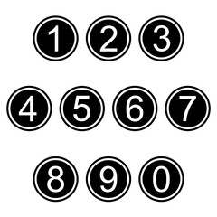 Numbers symbols icons signs simple black and white colored set. A set of number icons,  flat, black and white (mostly black).