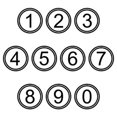 Numbers symbols icons signs simple black and white colored set. A set of number icons,  flat, black and white (mostly white).