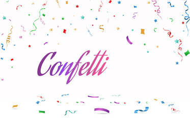 Vector illustration of falling confetti on a transparent background.