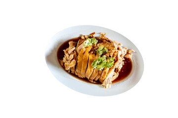 Duck boil with chinese herb on isolated white background.