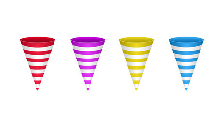 Vector illustration of colored beautiful cones on a transparent background.