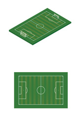 Soccer field. top and side view. vector