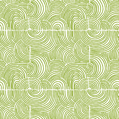 Seamless pattern with rounded green lines. Repeating texture. Print for the cover of the book, postcards.