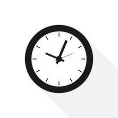 Wall clock for the office. Flat design. isolated on white background. Vector illustration