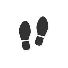 Human shoe footprint icon. Vector footwears. Flat style. Black silhouettes. Illustration isolated on white background.