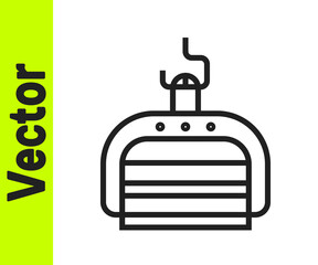 Black line Ski lift icon isolated on white background. Vector Illustration.