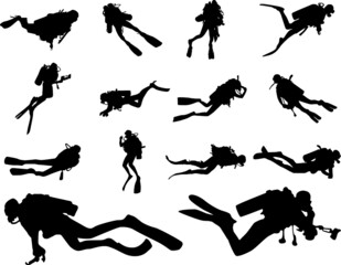 Set of Simple Vector Design of a Diving in Black