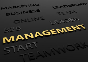 business symbol as text on black board - 3D Illustration