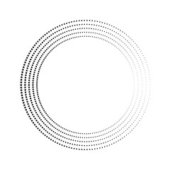 Halftone dots in circle form. round logo . vector dotted frame . design element