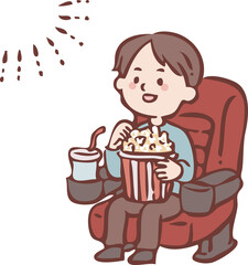 映画を見る男の子