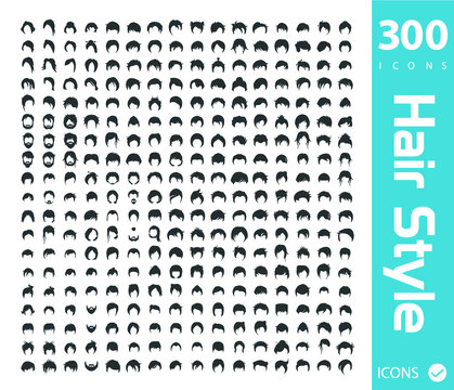 hair style icons set of 300 hair icons