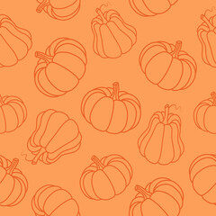 Autumn pumpkin pattern in doodle style. Suitable for decorating autumn holidays, Halloween, various food items and fun prints.