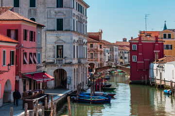 Fototapeta na wymiar A look from the Venice lagoon. the city of Chioggia.