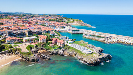 Naklejka na ściany i meble aerial view of llanes fishing town in asturias, spain