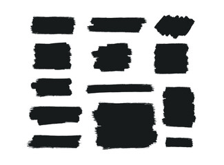 Black ink brush stroke. Vector black ink stroke.  Vector grunge splatter stains isolated on white background.  Set of ink brush strokes. 