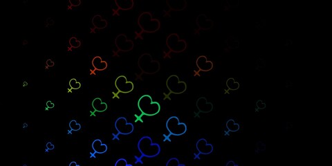 Dark Multicolor vector background with woman symbols.
