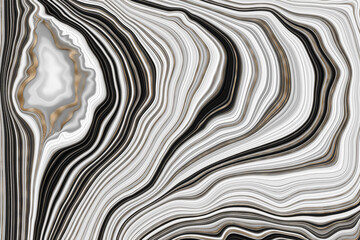 Abstract background, black and white agate with gold veins texture, luxurious material design, digital illustration