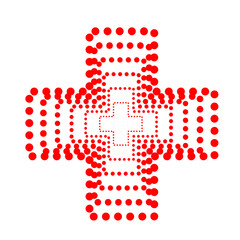 Halftone dots in Cross Form . Vector Illustration. PlusLogo . Design element . Abstract Geometric shape . 