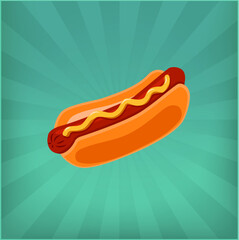 Hot dog with mustard vector