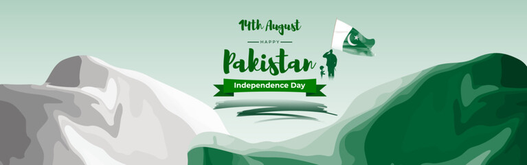 vector illustration for Pakistan independence day-14th August - obrazy, fototapety, plakaty