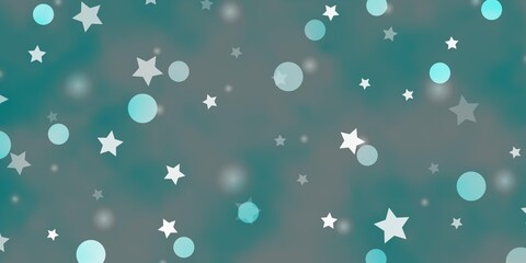 Light BLUE vector background with circles, stars. Colorful illustration with gradient dots, stars. Design for wallpaper, fabric makers.