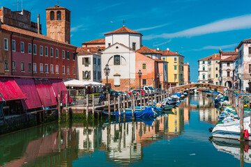 Fototapeta na wymiar A look from the Venice lagoon. the city of Chioggia.