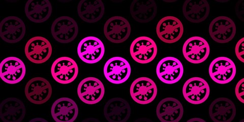 Fototapeta na wymiar Dark Pink vector backdrop with virus symbols.