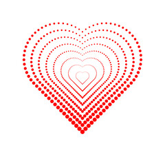 Vector dotted heart . Linear dots . love shape for your design . Valentines day sign with halftones .