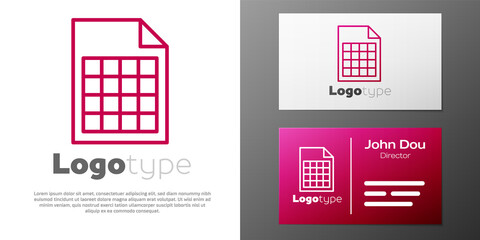 Logotype line File document icon isolated on white background. Checklist icon. Business concept. Logo design template element. Vector Illustration.