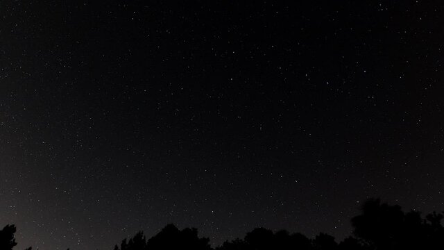 Moving stars in night sky, timelapse